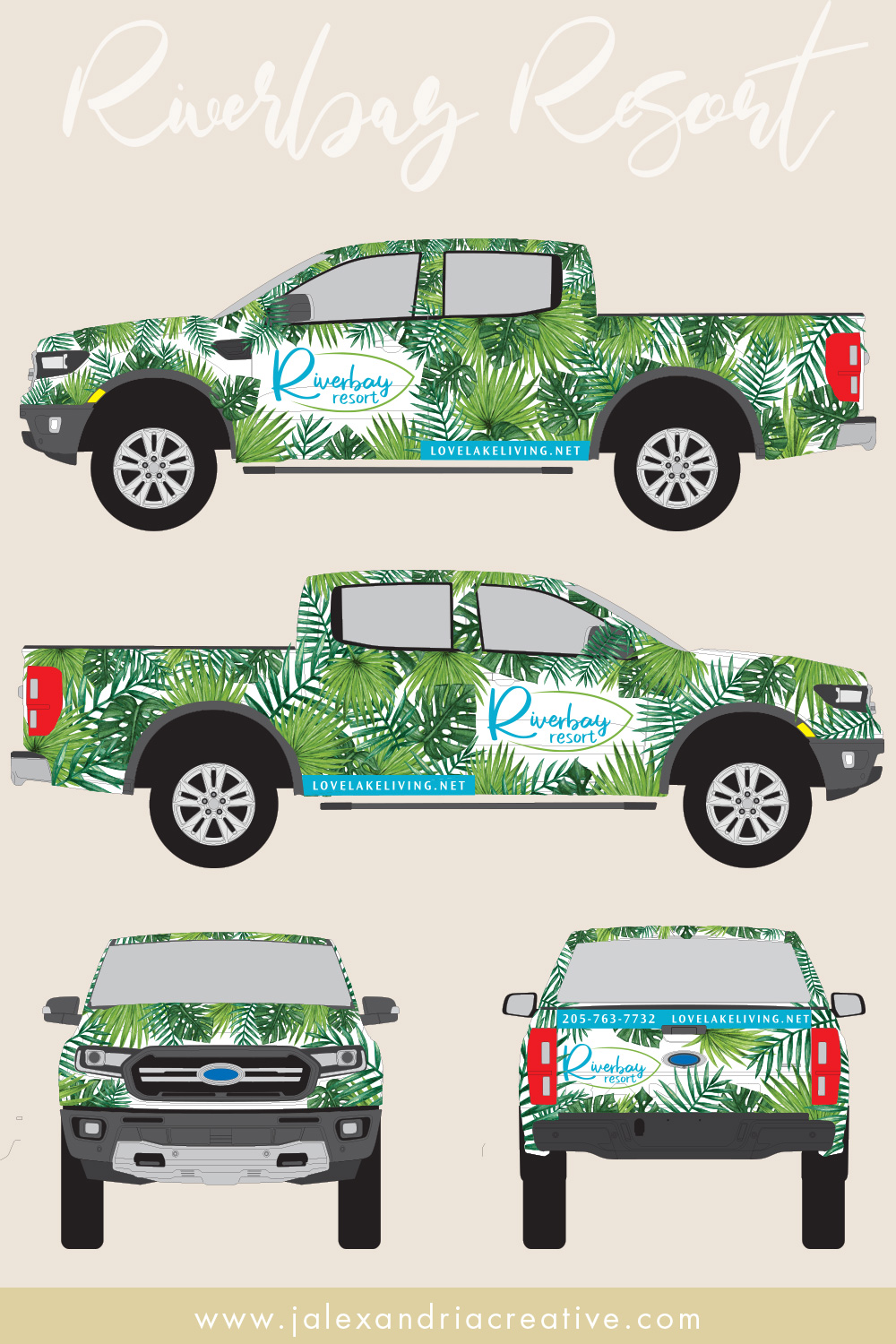 Riverbay Resort Truck Wrap  by J. Alexandria Creative | truck wrap design