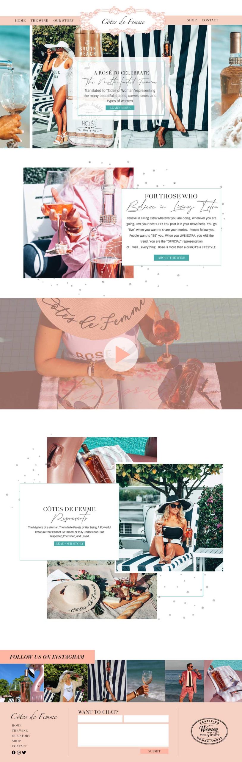 Côtes de Femme Custom Website Design | Homepage Custom Website Design | wine brand custom website