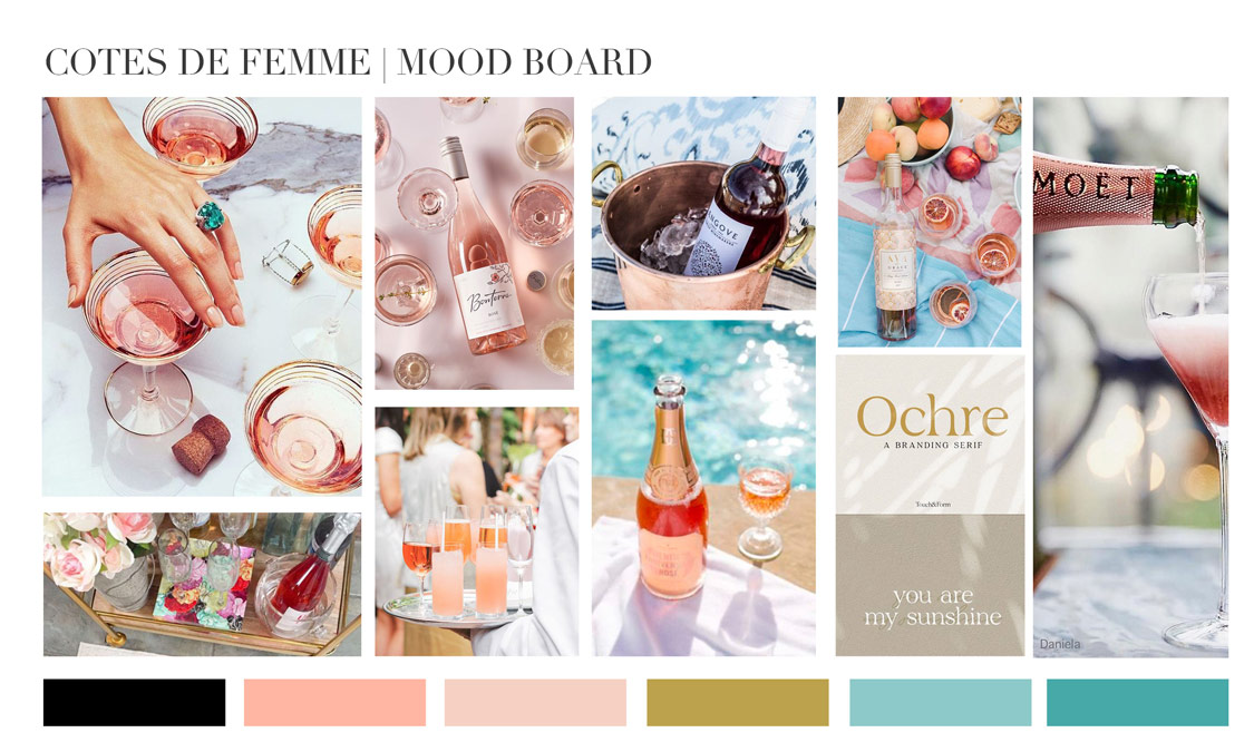 Côtes de Femme Wine Custom Website | Mood Board | Wine brand custom website