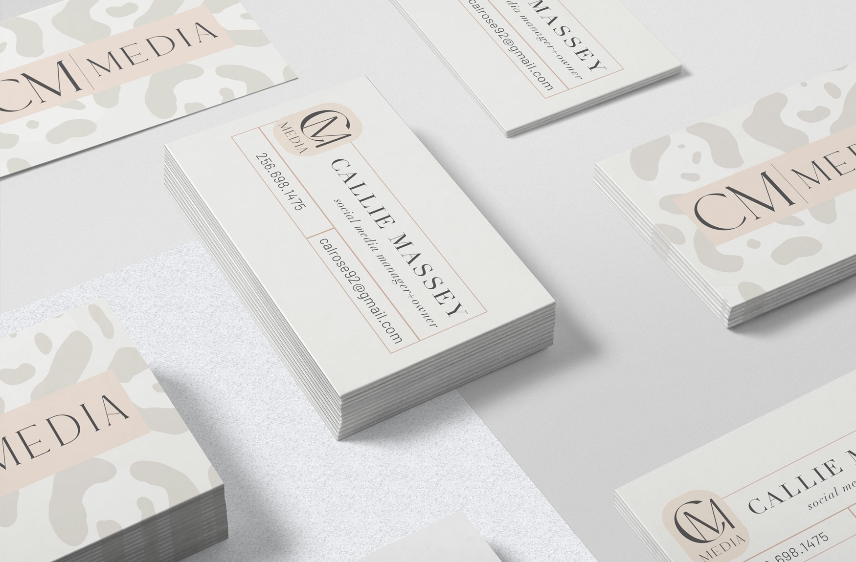 feminine branding and business card design for social media agency by J. Alexandria Creative 