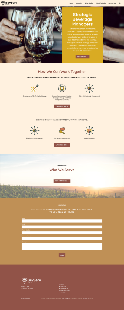 Website design wine spirits distributor website template installation