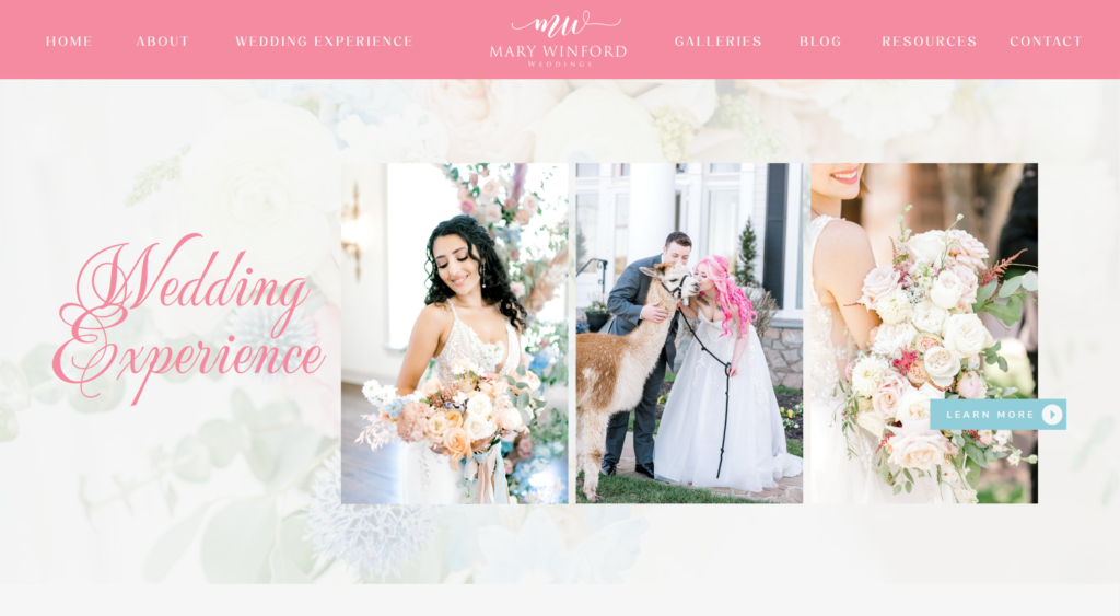 wedding photography website layout
