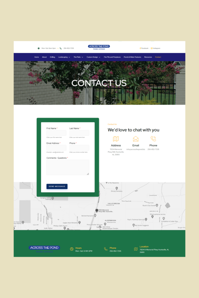 Website design, contact form example