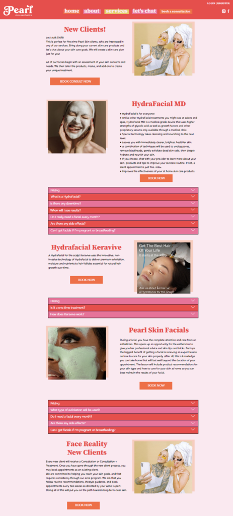 Pearl Skin Aesthetics JAC Website Template Layla Blake