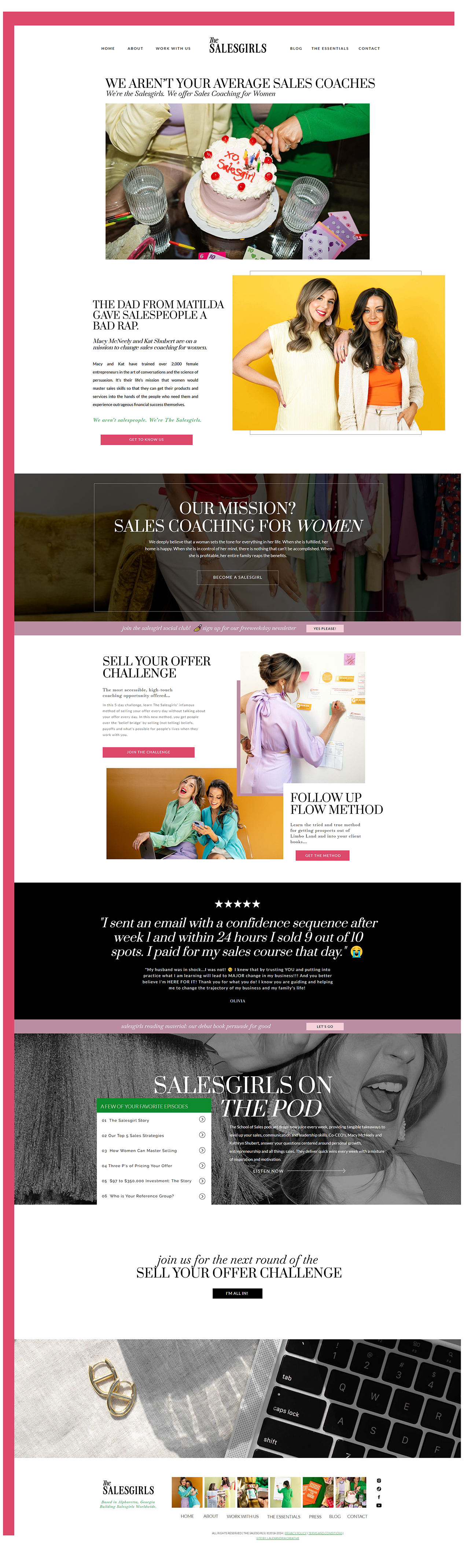 The Salesgirls, The Salesgirls Website, Coaching Website, Crisp Colorful Website