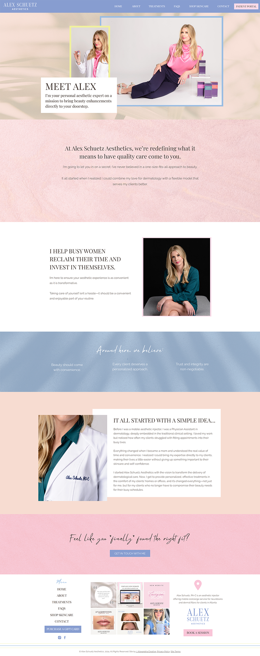 Branding and website for a mobile aesthetician business! About your injector page