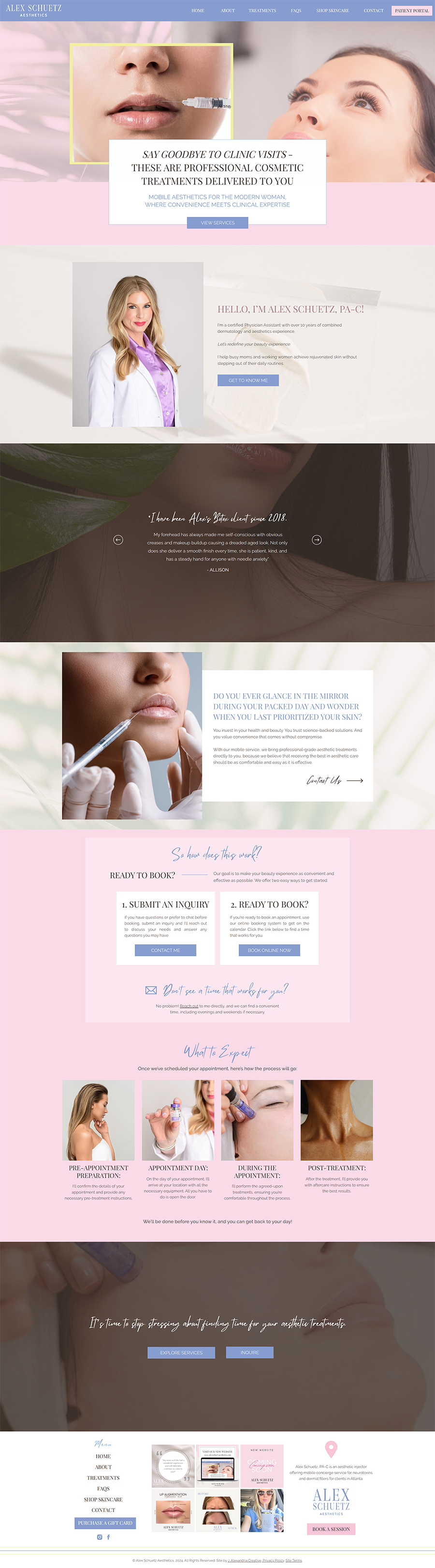 Branding and website for a mobile aesthetician business! Landing Page / Homepage for Alex Schuetz Aesthetics 