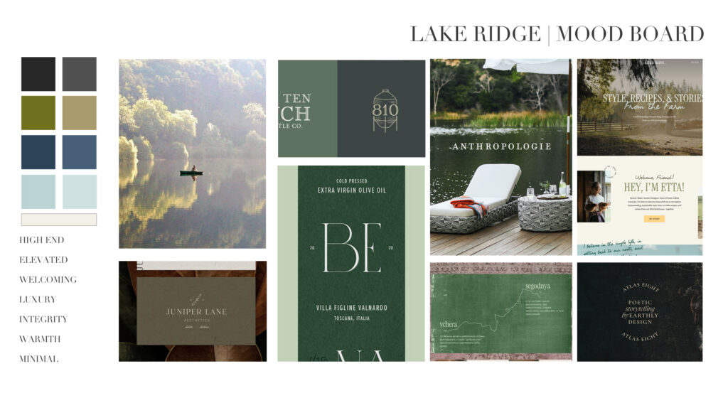 Campground branding, campground mood board, campground color palette 