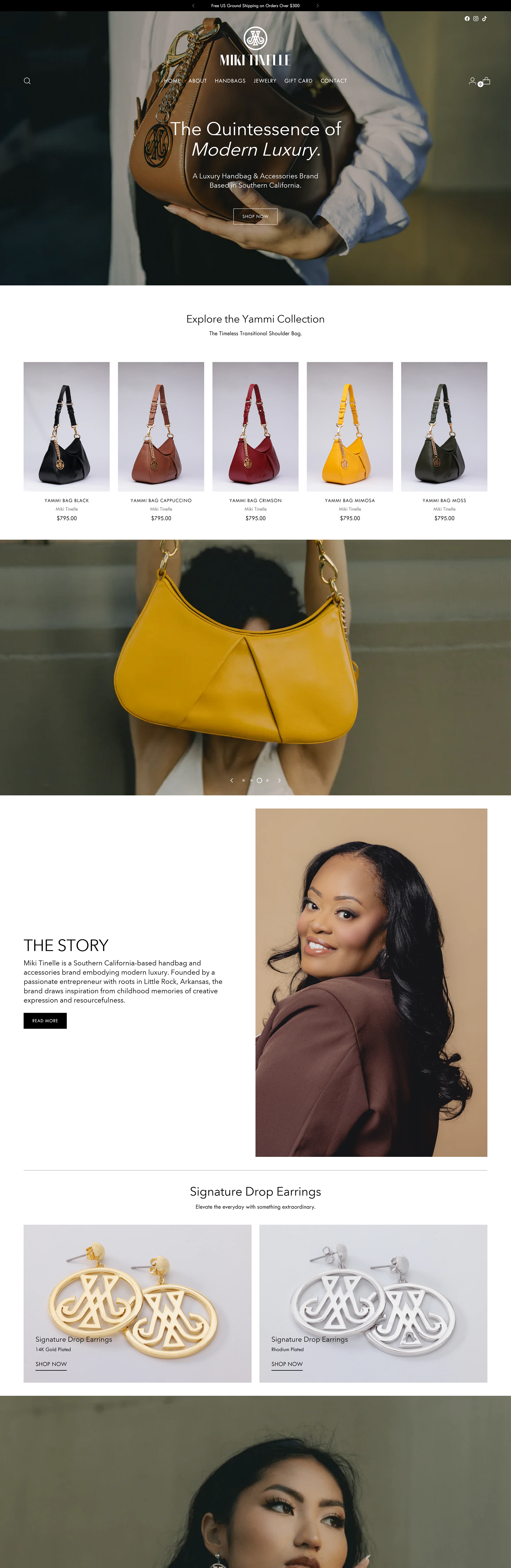 Luxury Handbag website for Miki Tinelle handbags