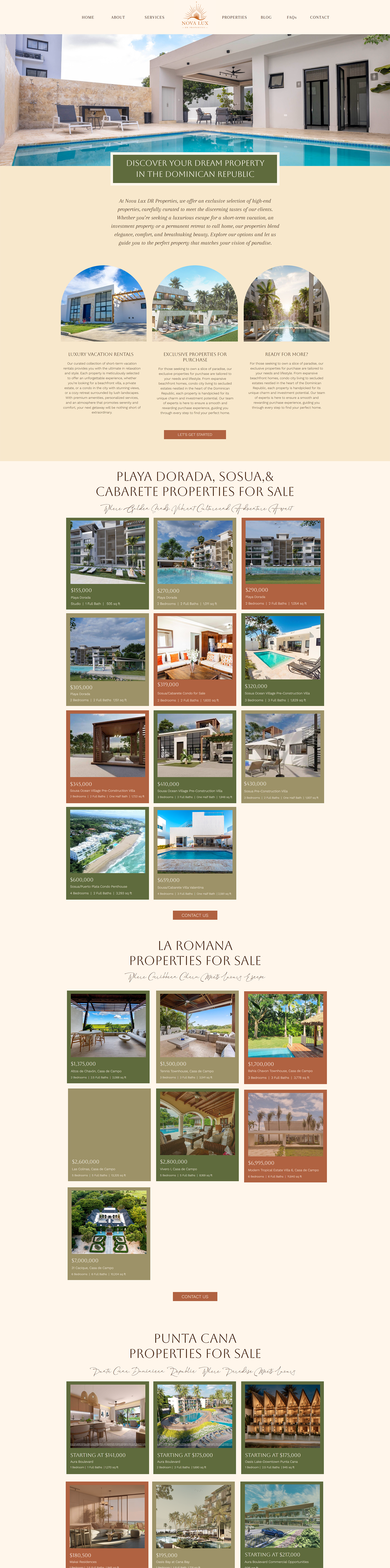 Nova Lux Properties real estate website property page for property listings