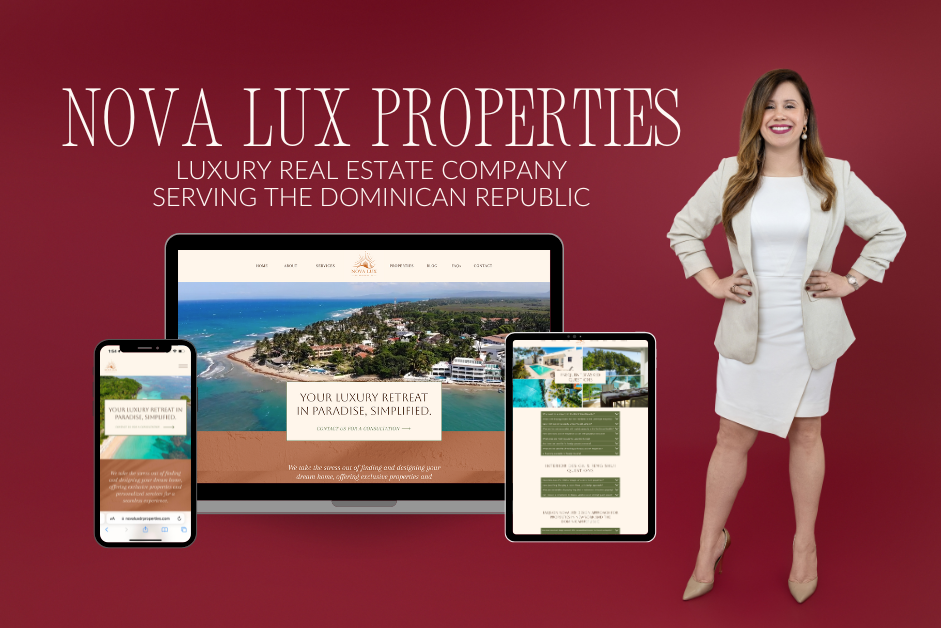 Nova Lux Properties luxury real estate website homepage for property listings