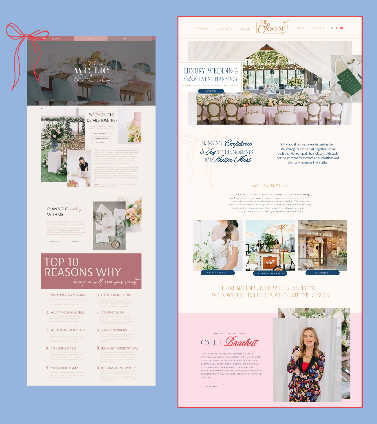 wedding planner / event planner website refresh, website makeover, website updates